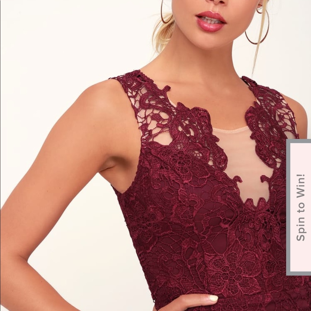 LAST DANCE BURGUNDY LACE BODYCON DRESS